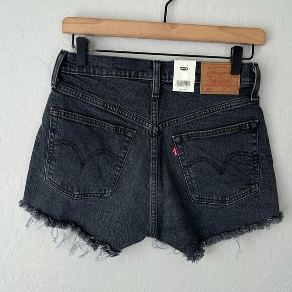 Levi’s 501 high rise premium jean shorts black 27 NWT - Picture 5 of 12